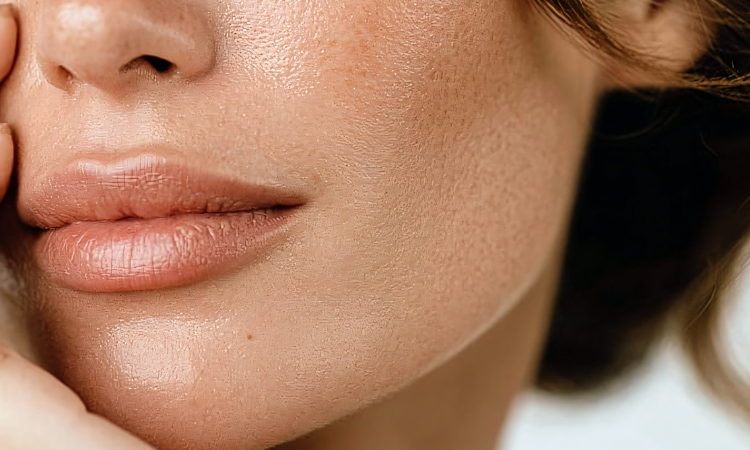 Close-up of smooth, hydrated skin after summer facial treatments at Select Skin Sydney.